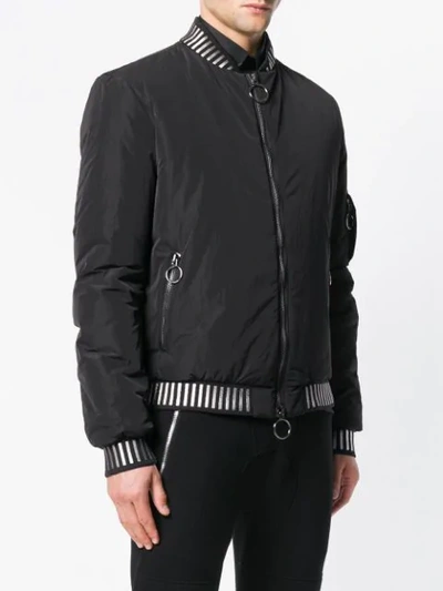 Shop Frankie Morello Striped Trim Bomber Jacket In Black