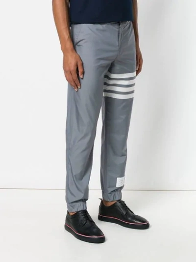 THOM BROWNE 4条纹饰防水科技运动裤 - 灰色