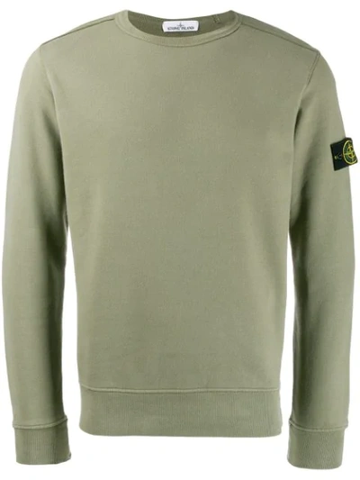 Shop Stone Island Sweatshirt With Logo Patch In Green