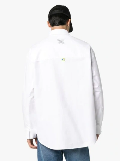 Shop Maison Kitsuné X Ader Error Logo Embroidered Shirt In White