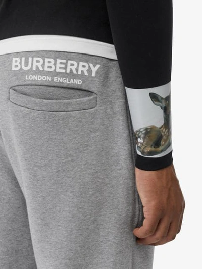 Shop Burberry Logo Print Cotton Trackpants In Grey