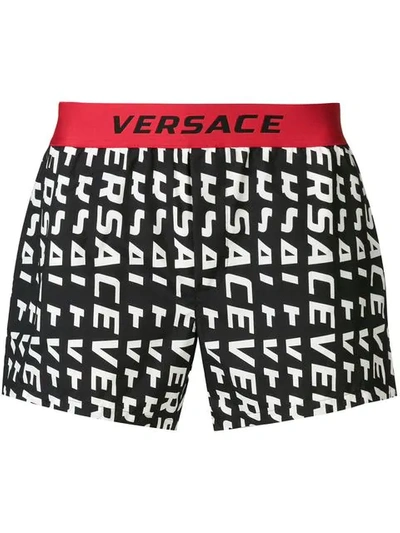Shop Versace Logo Print Boxers In Black