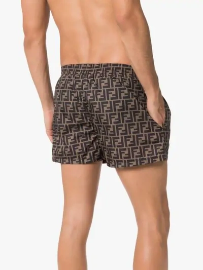 Shop Fendi Ff Printed Swim Shorts In Multicoloured