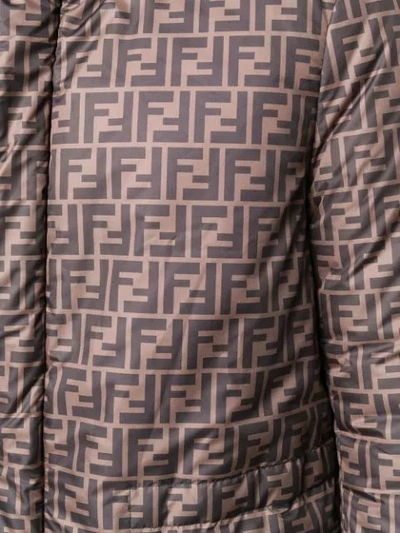 Shop Fendi Reversible Logo Print Parka In F0qe1 Marrone