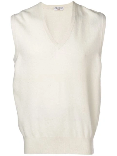 Shop Saint Laurent Yves  Vintage 1970's V-neck Waistcoat - White