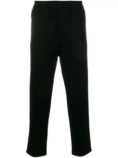 Shop Prada Side Stripe Slim Trousers In Black