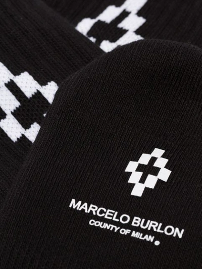 Shop Marcelo Burlon County Of Milan Logo Socks - Black