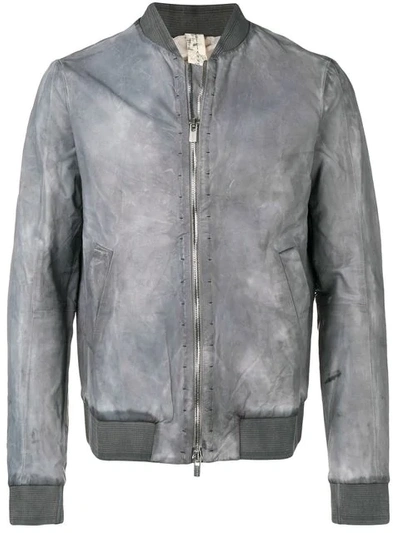 Shop A Diciannoveventitre Double Zip Fastening Bomber In Grey