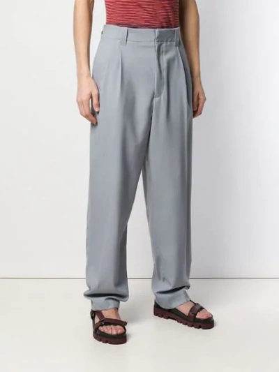Shop Marni Loose High Waist Trousers In Grey
