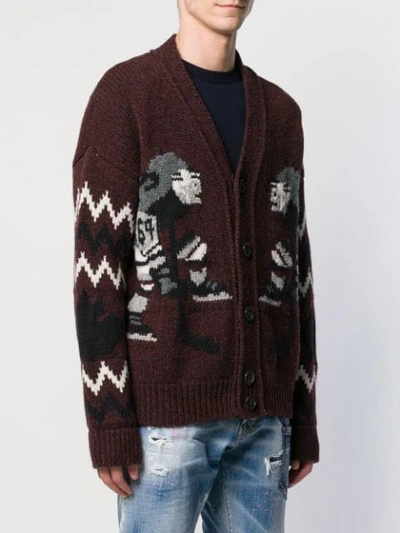 Shop Dsquared2 Panelled Knit Cardigan In Red