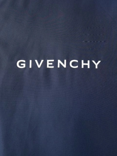 Shop Givenchy Logo Collar Zipped Jacket In Blue