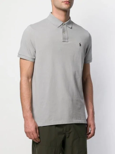 Shop Polo Ralph Lauren Poloshirt Mit Logo-stickerei In Grey