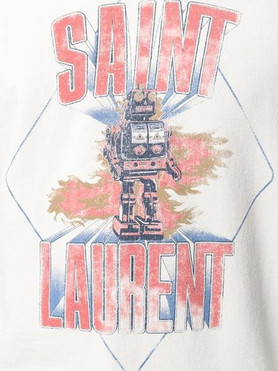 Shop Saint Laurent Logo Print Hoodie In 9721 -dirty Ecru/multicolo