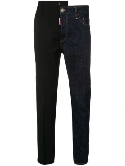 Shop Dsquared2 Contrast Panels Jeans In Blue