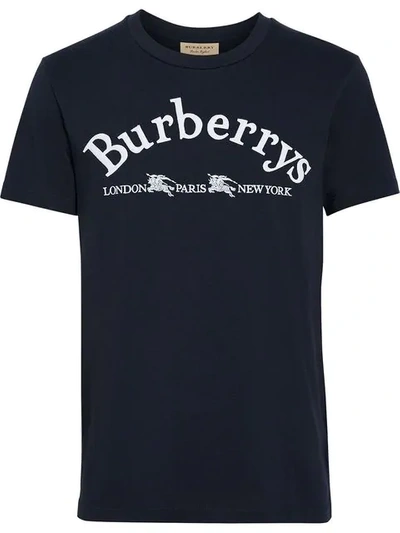 Shop Burberry Archive Logo Cotton T-shirt In Blue