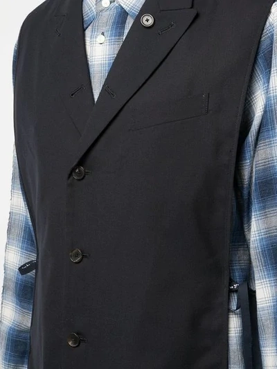 Shop Takahiromiyashita The Soloist Waistcoat Checked Shirt In Blue ,black