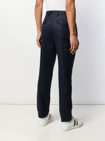 Shop Brunello Cucinelli Tapered Tailored Trousers In Blue