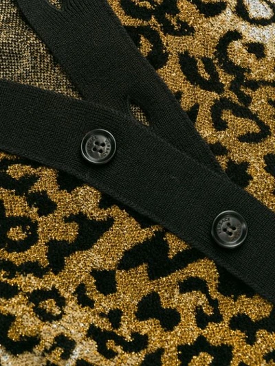 Shop Versace Leopard Intarsia Cardigan In Black