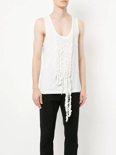 Shop Yohji Yamamoto Vintage Yohji Yamamoto  Ruffled Appliqué Tank - White