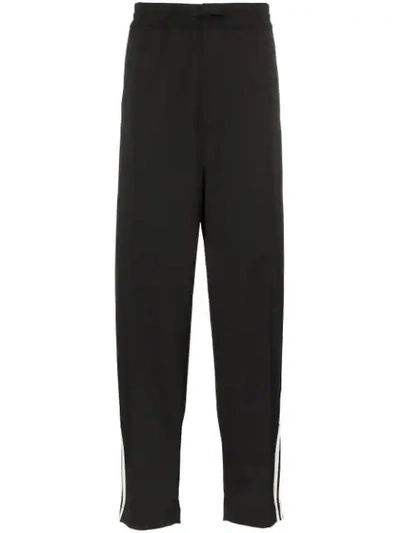 Shop Y-3 Wide Leg 3-stripe Sweatpants In Black