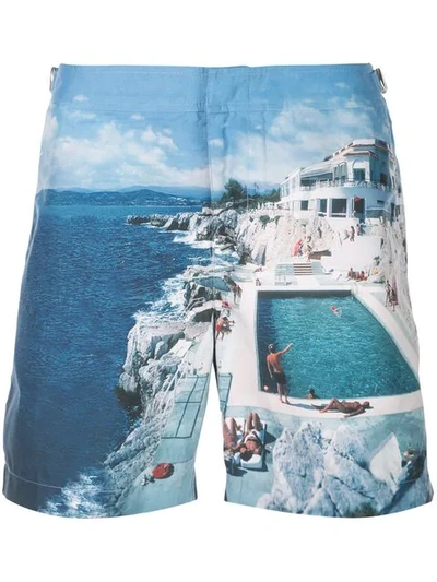 Shop Orlebar Brown Printed Swim Shorts In Blue