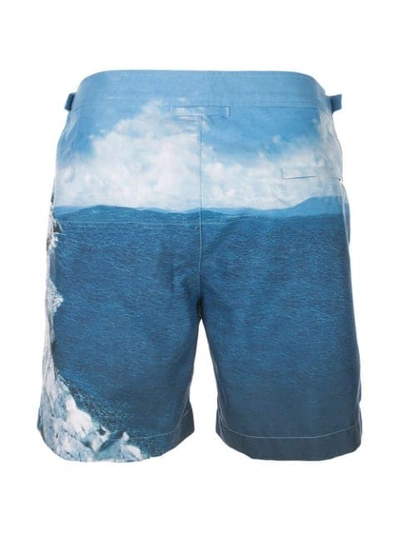 Shop Orlebar Brown Printed Swim Shorts In Blue