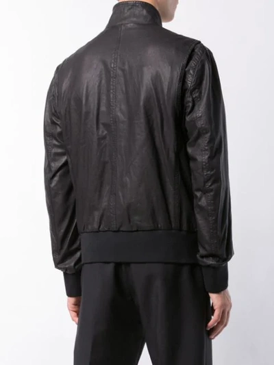 Shop Neil Barrett Leather Bomber Jacket In Black