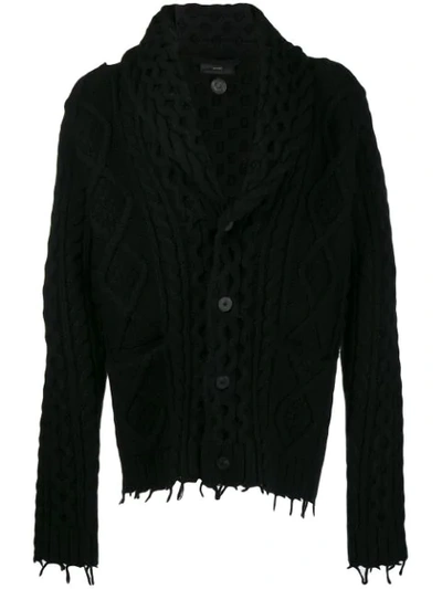 Shop Alanui Chunky Knit Cardigan In 31000 Black