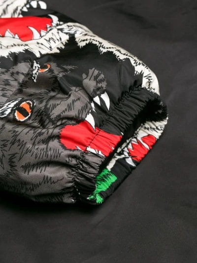 Shop Gucci Panther Print Padded Coat In Black