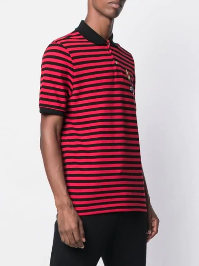 Shop Gucci Embroidered Polo Shirt In Red
