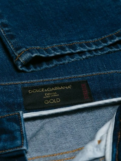 Shop Dolce & Gabbana Embroidered Logo Slim Jeans In Blue