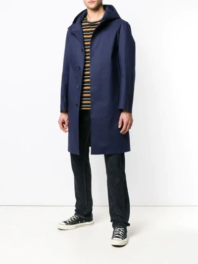 Shop Mackintosh Ink Bonded Cotton Hooded Coat Gr-007 In Blue