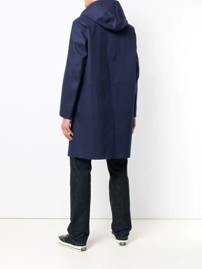 Shop Mackintosh Ink Bonded Cotton Hooded Coat Gr-007 In Blue