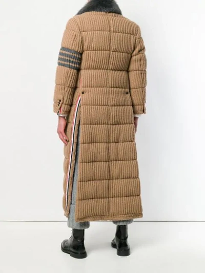 Shop Thom Browne 4-bar Fur Collar Camel Chesterfield In Neutrals