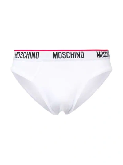 Shop Moschino 2 Pack Logo Briefs In White