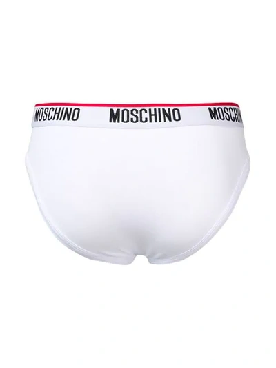 Shop Moschino 2 Pack Logo Briefs In White