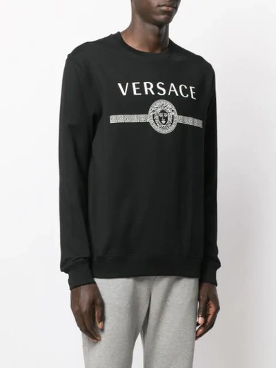 Shop Versace Medusa Logo Print Sweatshirt In Black