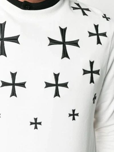Shop Neil Barrett Embroidered Cross Sweatshirt In White