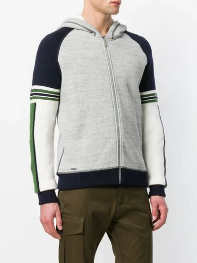 Shop Dsquared2 Zipped Two-tone Jacket In Grey