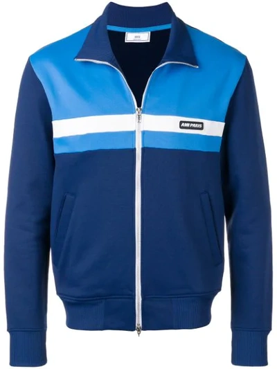 Shop Ami Alexandre Mattiussi Paris Patch Zipped Track Jacket In Blue