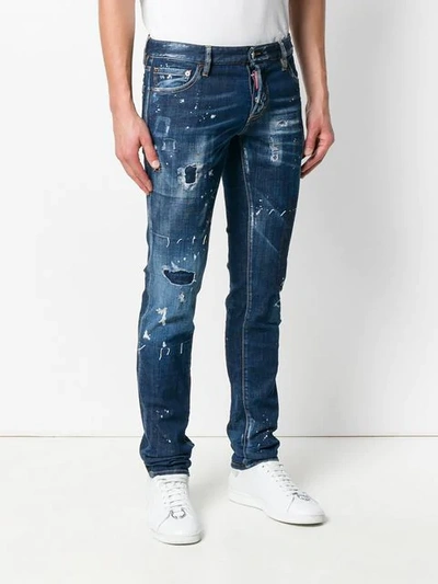 Shop Dsquared2 Distressed Splatter In Blue