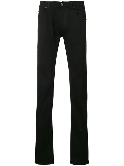 Shop Etro Side Printed Jeans In Black