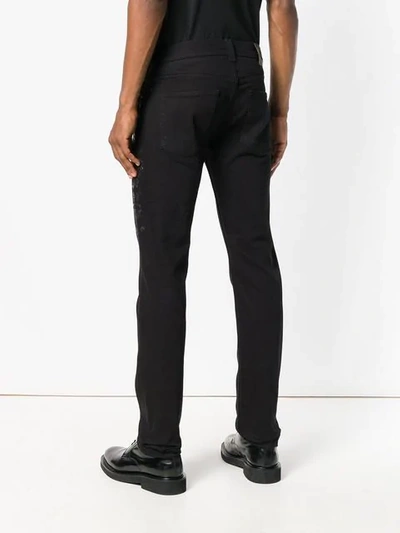 Shop Etro Side Printed Jeans In Black