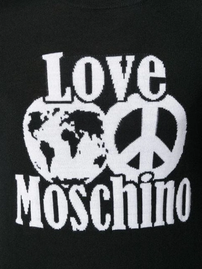 Shop Love Moschino Logo Intarsia Jumper In Black