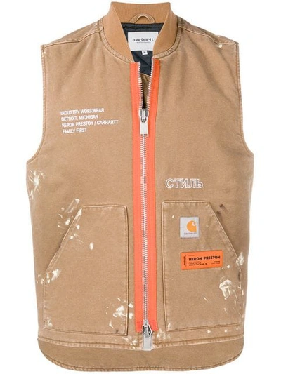 Shop Heron Preston X Carhartt Wip Vest Jacket In 4996 Kaki Crystal