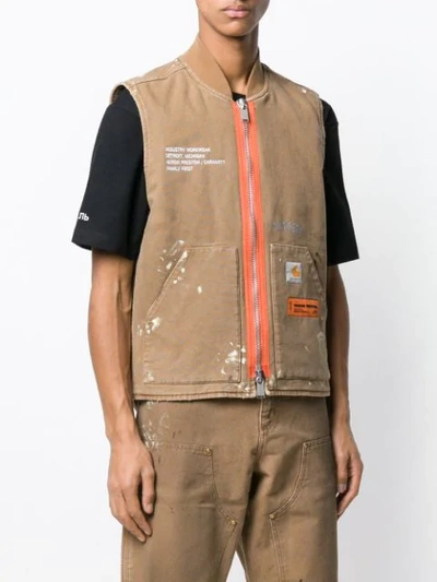 Shop Heron Preston X Carhartt Wip Vest Jacket In 4996 Kaki Crystal