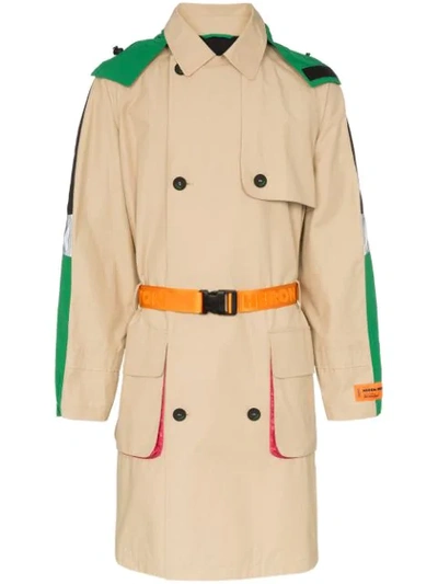 Shop Heron Preston Trenchcoat Mit Kapuze In Neutrals