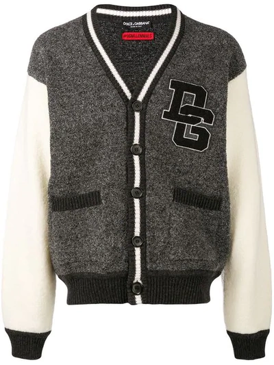 Shop Dolce & Gabbana Jock-like Cardigan In Grey