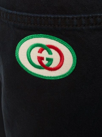 Shop Gucci Patch Logo Bermuda Shorts In Black