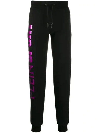 Shop Plein Sport Logo Drawstring Trousers In Black